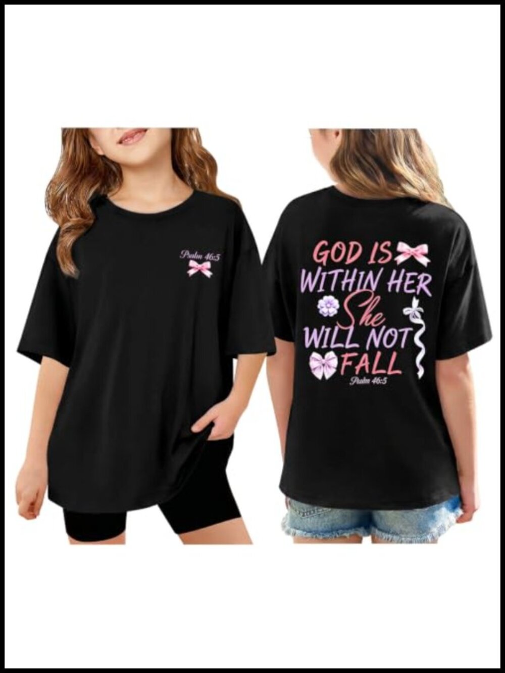 Girls Christian Graphic T-Shirt Oversized Faith Tee 7-14Y